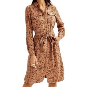 Nine West Brown Zebra Print Knee Length Dress